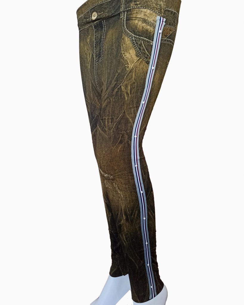 camouflage printed leggingns-side stripped-stretchable tights-army green-female tights online (1)
