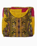 cultural kurti designs-balochi karahai-sindhi patchwork-mirror work-heavy embroidered chestline-yellow fancy shirts (2)