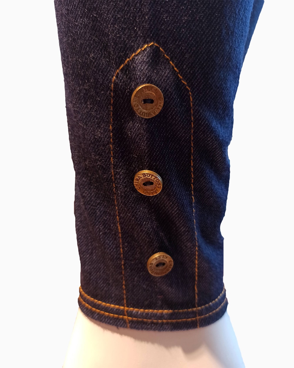 denim leggings-button line on bottom-stretchable comfortable-blue plain tights (2)