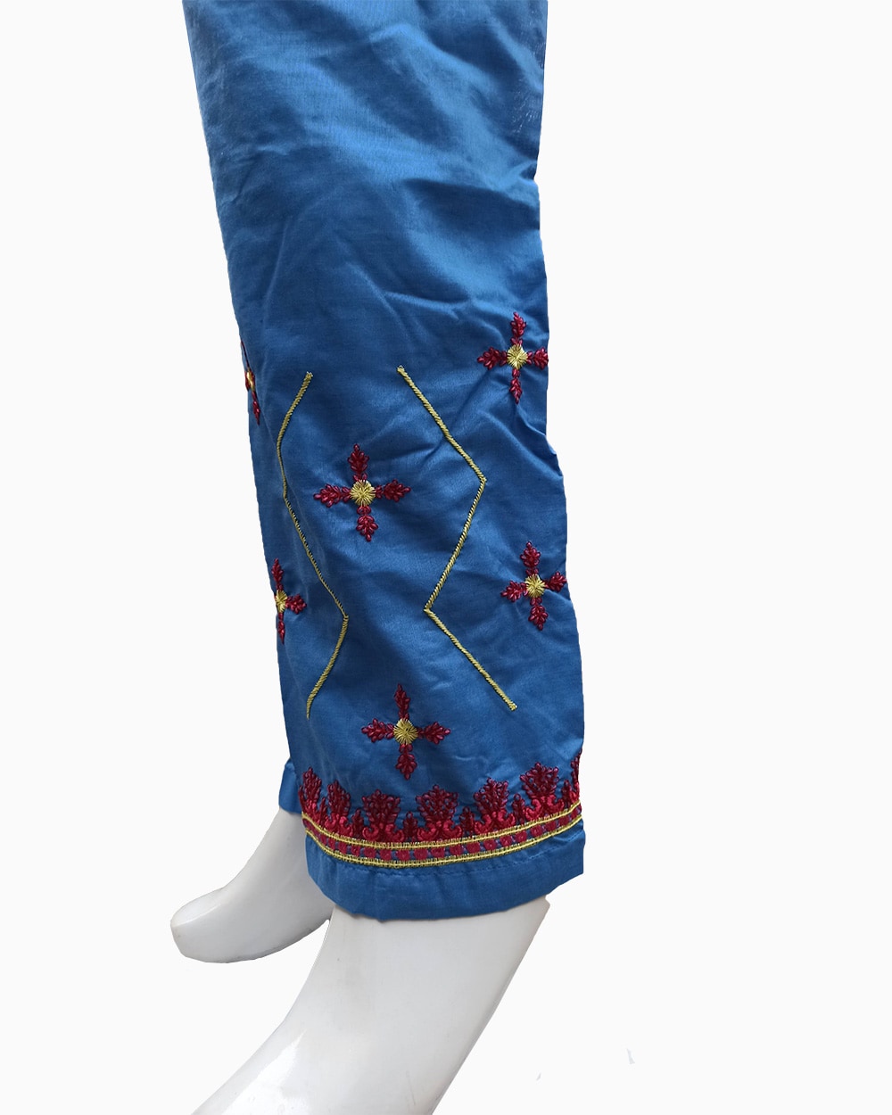 embroidered cotton blend trousers-biggest female trouser collection-blue (27)