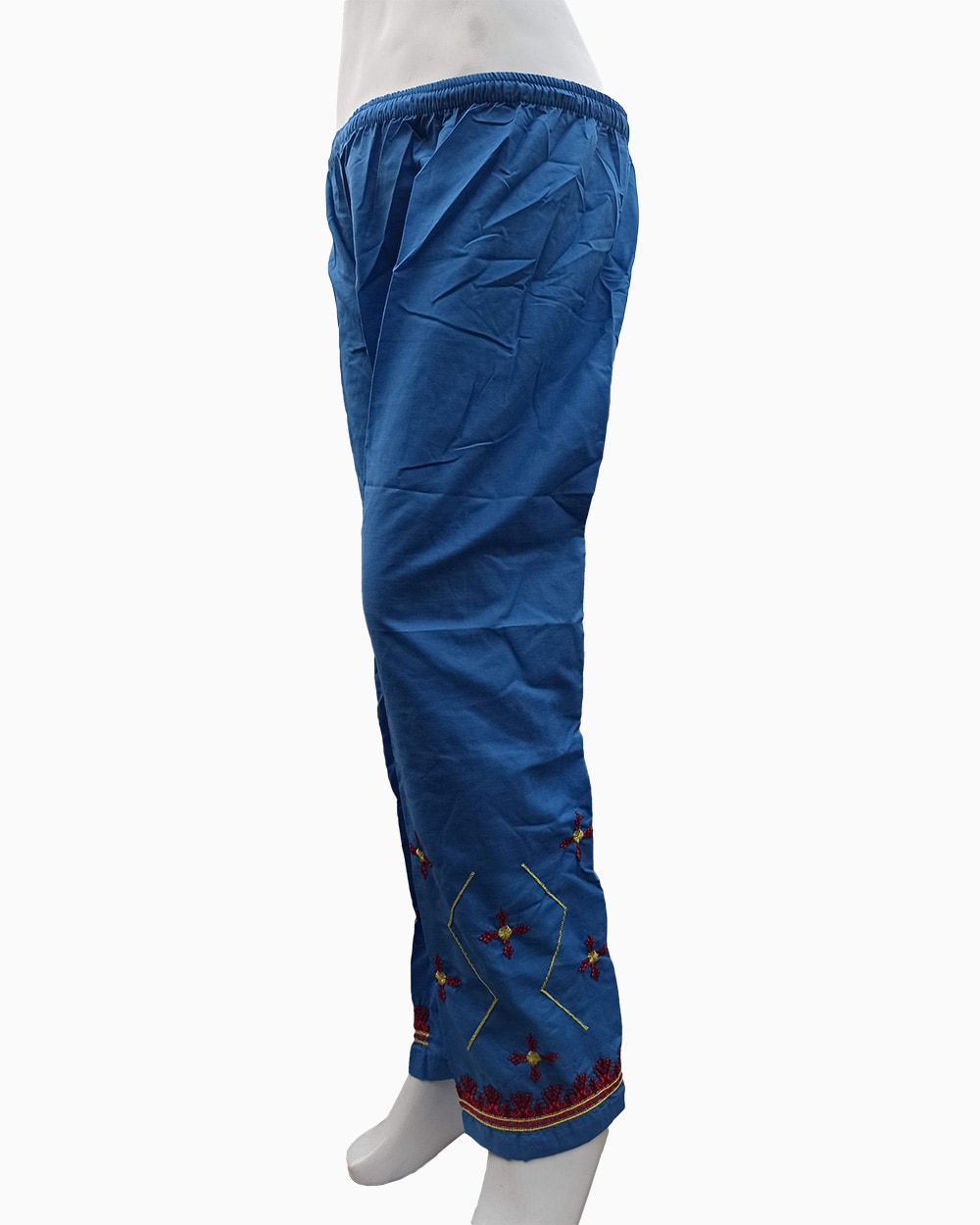 embroidered cotton blend trousers-biggest female trouser collection-blue (28)