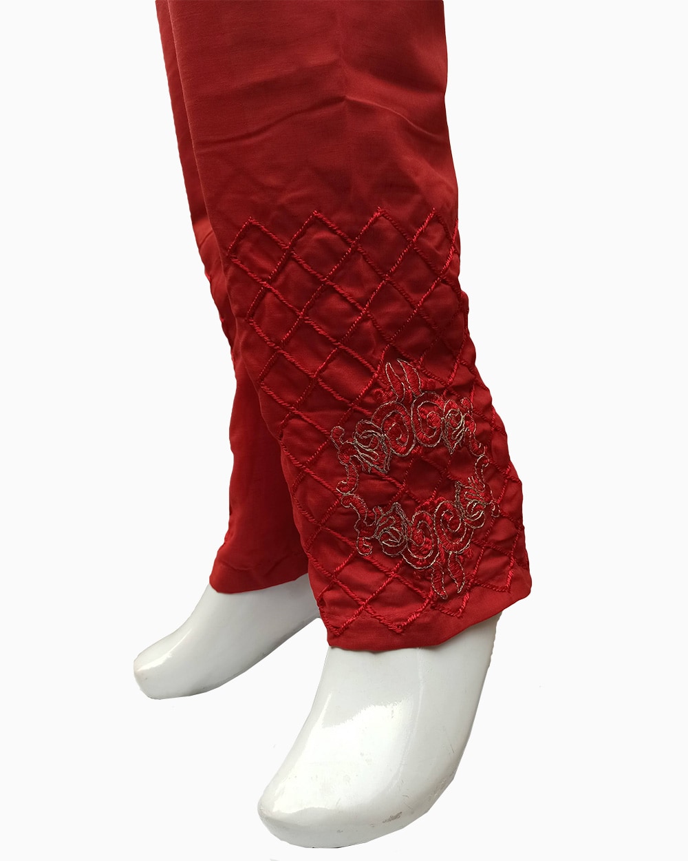 embroidered cotton blend trousers-biggest female trouser collection-maroon (2)