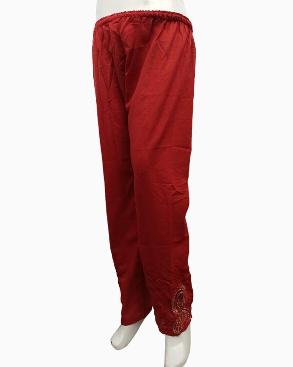 embroidered cotton blend trousers-biggest female trouser collection-maroon red trousers (11)