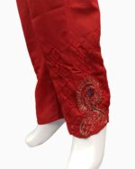 embroidered cotton blend trousers-biggest female trouser collection-maroon red trousers (12)
