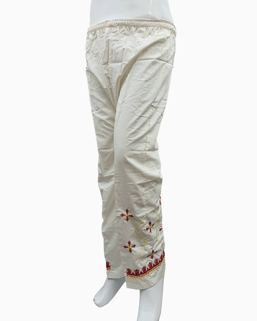 embroidered cotton blend trousers-biggest female trouser collection-white contrast embroidery trouser(17)