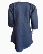 heavy Denim frock-cross stitch hand embroidery-2 pockets-mock embroidery waist belt-denim shirts for females online (2)