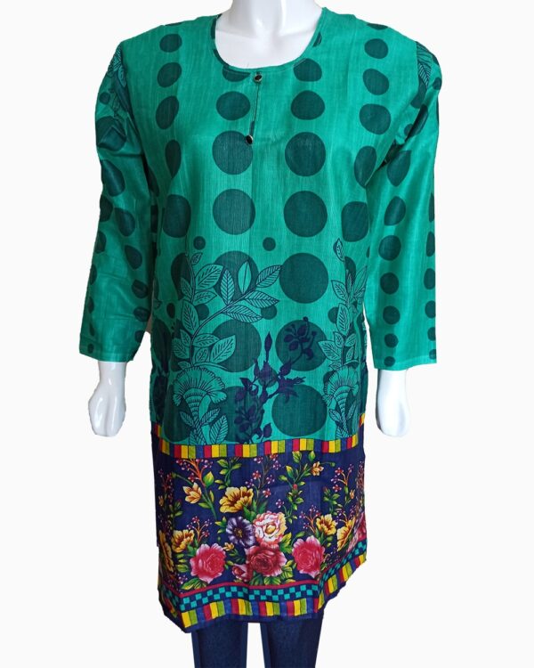 polka large dot-khaddar-shirts-kurtis-contrast dotted shirts-slim fit-floral contrast bottom print-khaddar female collection-zinc color(8)