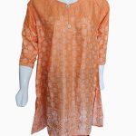 premium quality linen-pigment paste print-floral pattern-buy biggest linen kurtis in pakistan-latest winter collection-peach color kurti designs (8)