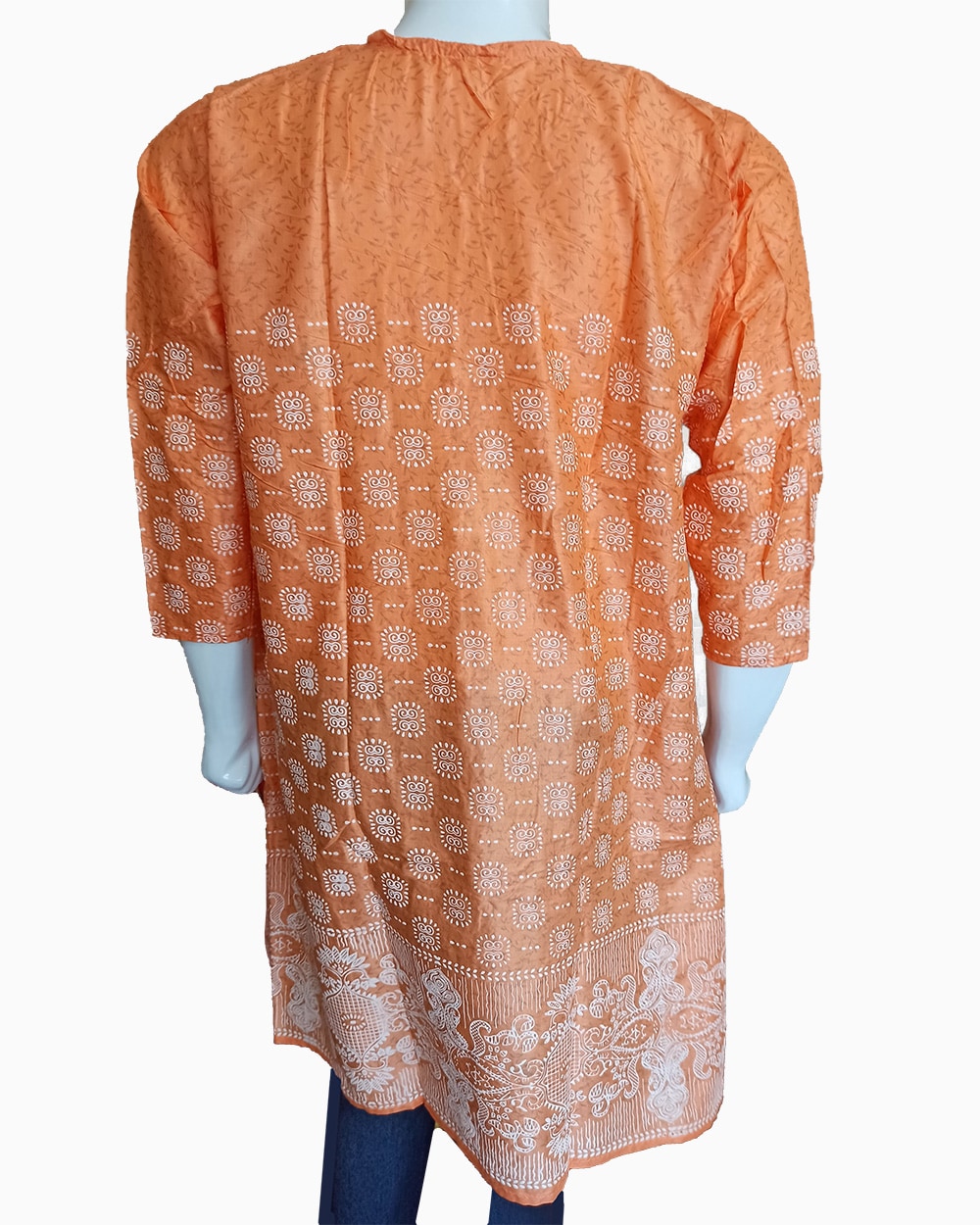 premium quality linen-pigment paste print-floral pattern-buy biggest linen kurtis in pakistan-latest winter collection-peach color kurti designs (9)