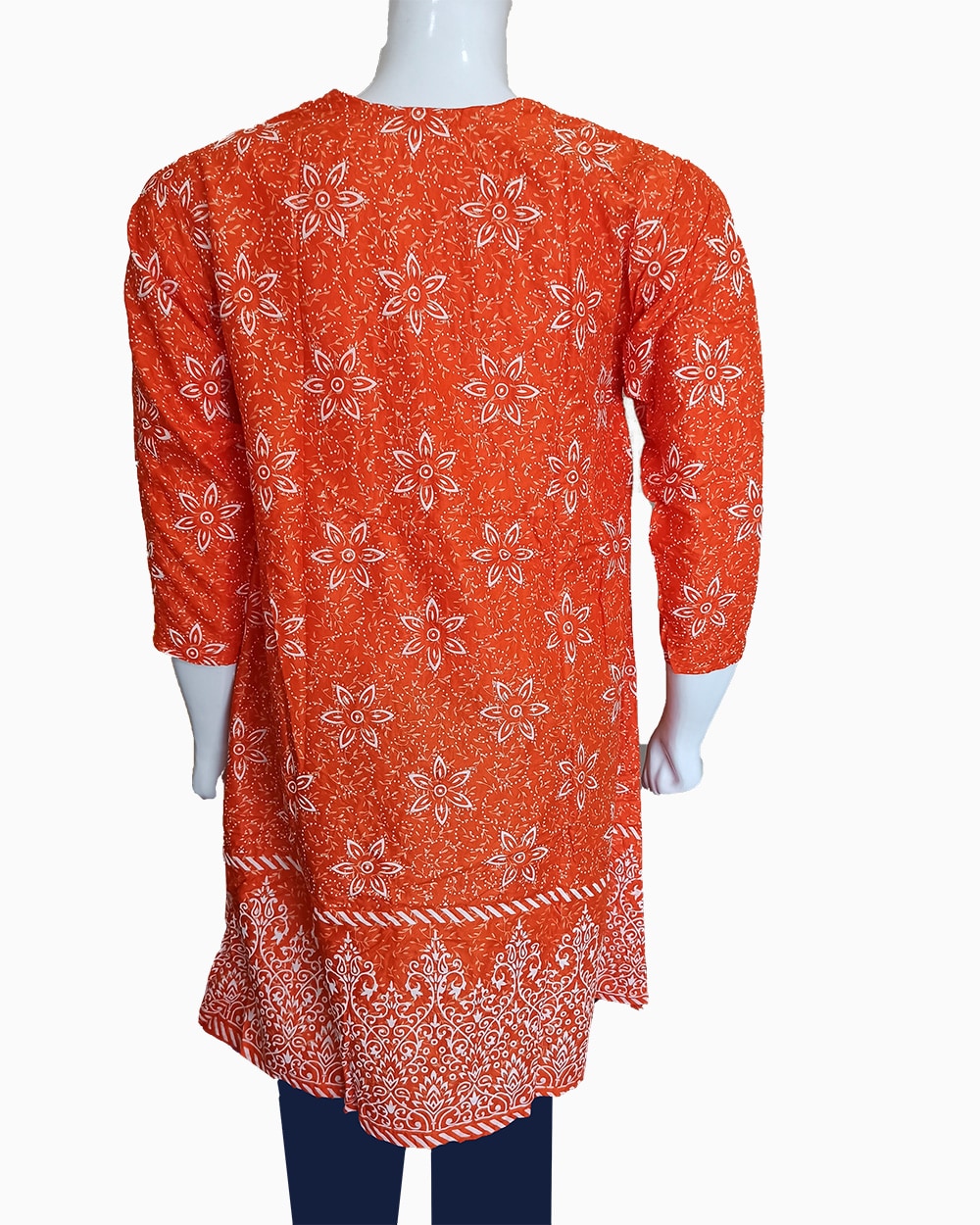 premium quality linen-pigment paste print-floral pattern-buy biggest linen kurtis in pakistan-latest winter collection-shocking orange color kurti (11)