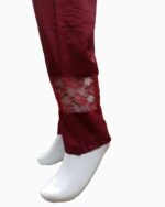 silky linen net plain trousers-maroon trousers design(7)