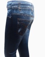 texture blue stretchable body fit mock warm pants (1)
