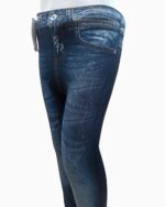 texture blue stretchable body fit mock warm pants (2)