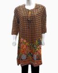brown floral design kurti - 1