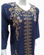 dark blue embroidered linen shirt - 1