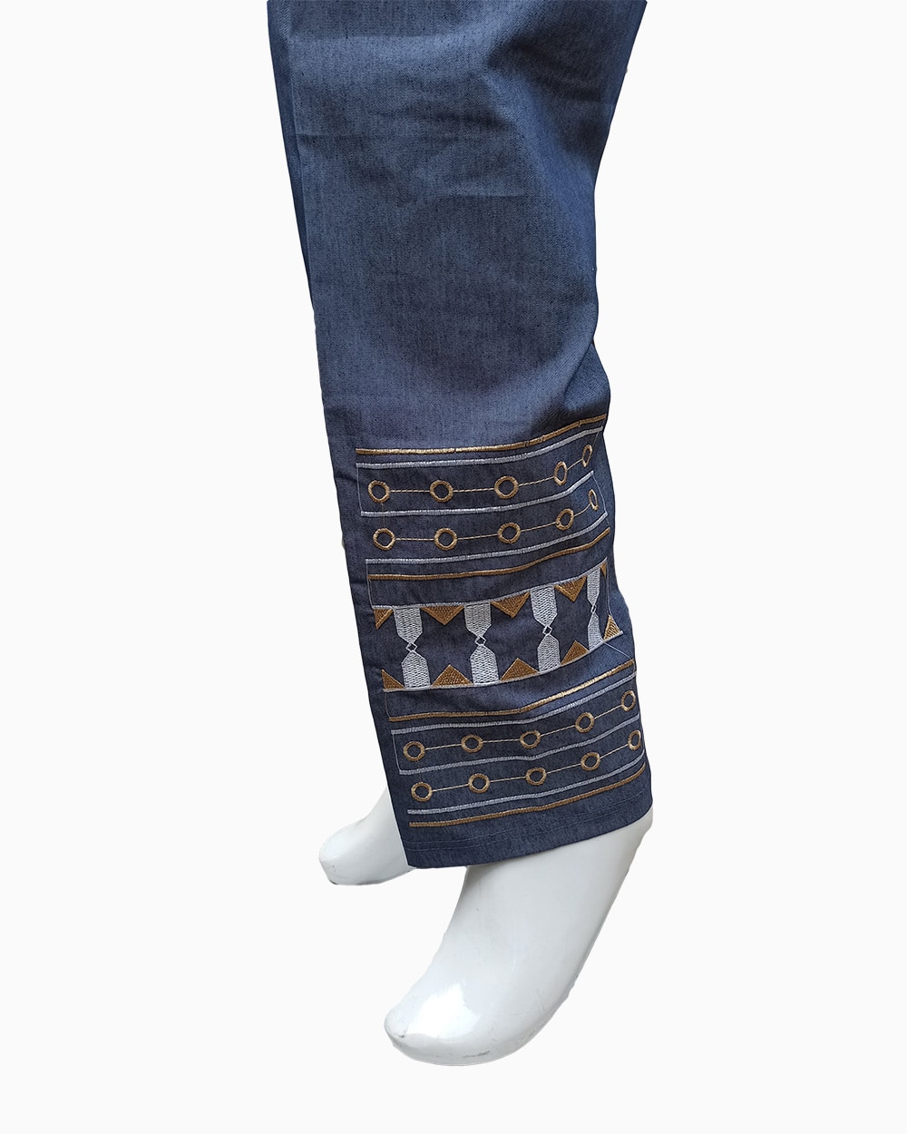 embroidered denim trouser