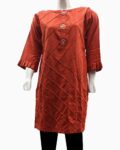 red panel stitch khaddar kurti - 1