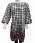 Black & White Self Check Printed Lawn Kurti (2)
