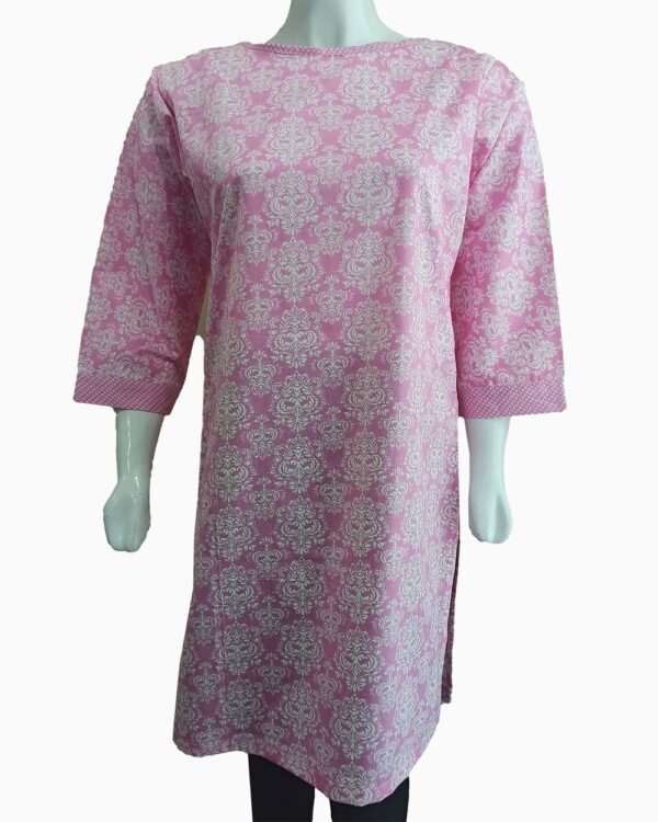 pink floral kurti shirt for girls - 2