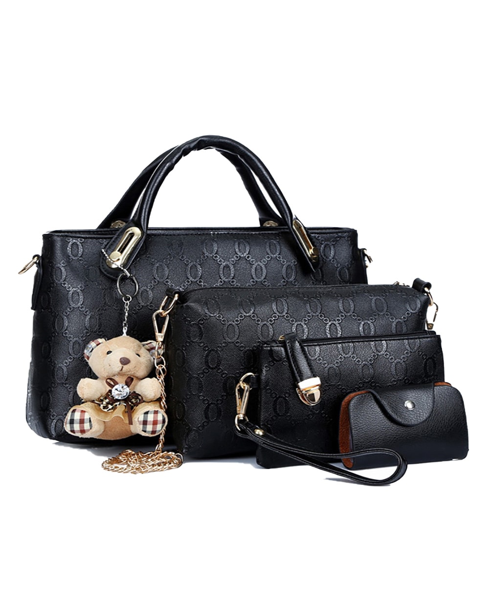 4 piece black ladies handbags