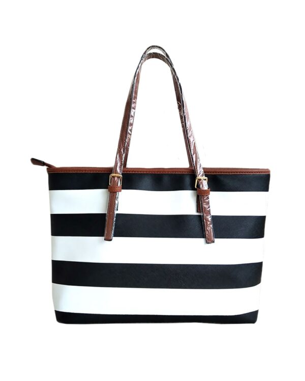 black and white stripes ladies bag - 1