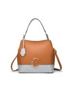 brown white faux leather ladies bag - 2