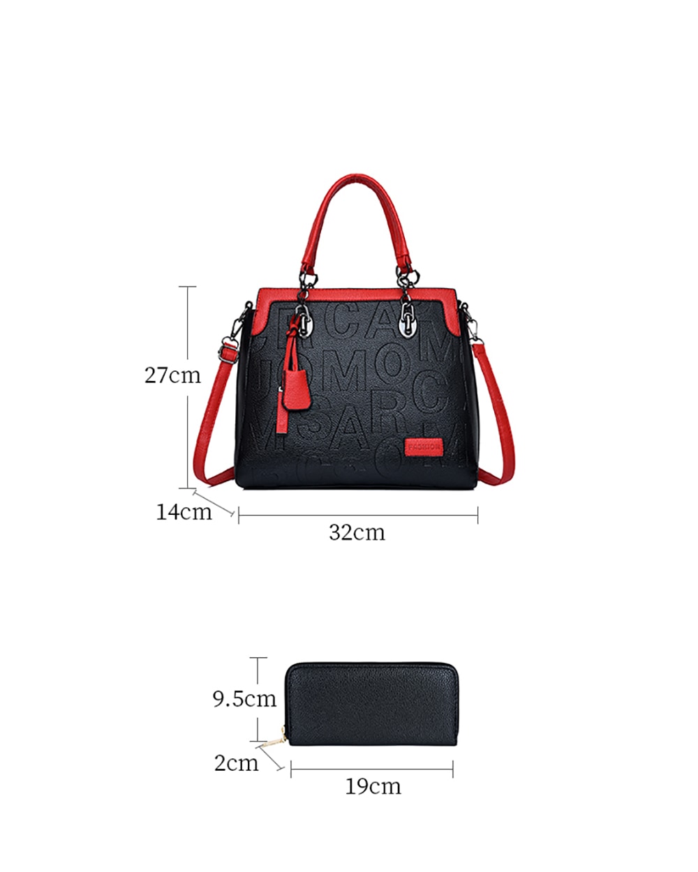 fancy red & black handbag & ladies purse - 7