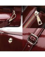 3 piece glossy premium leather handbag - 2