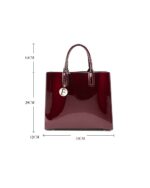 3 piece glossy premium leather handbag - 8