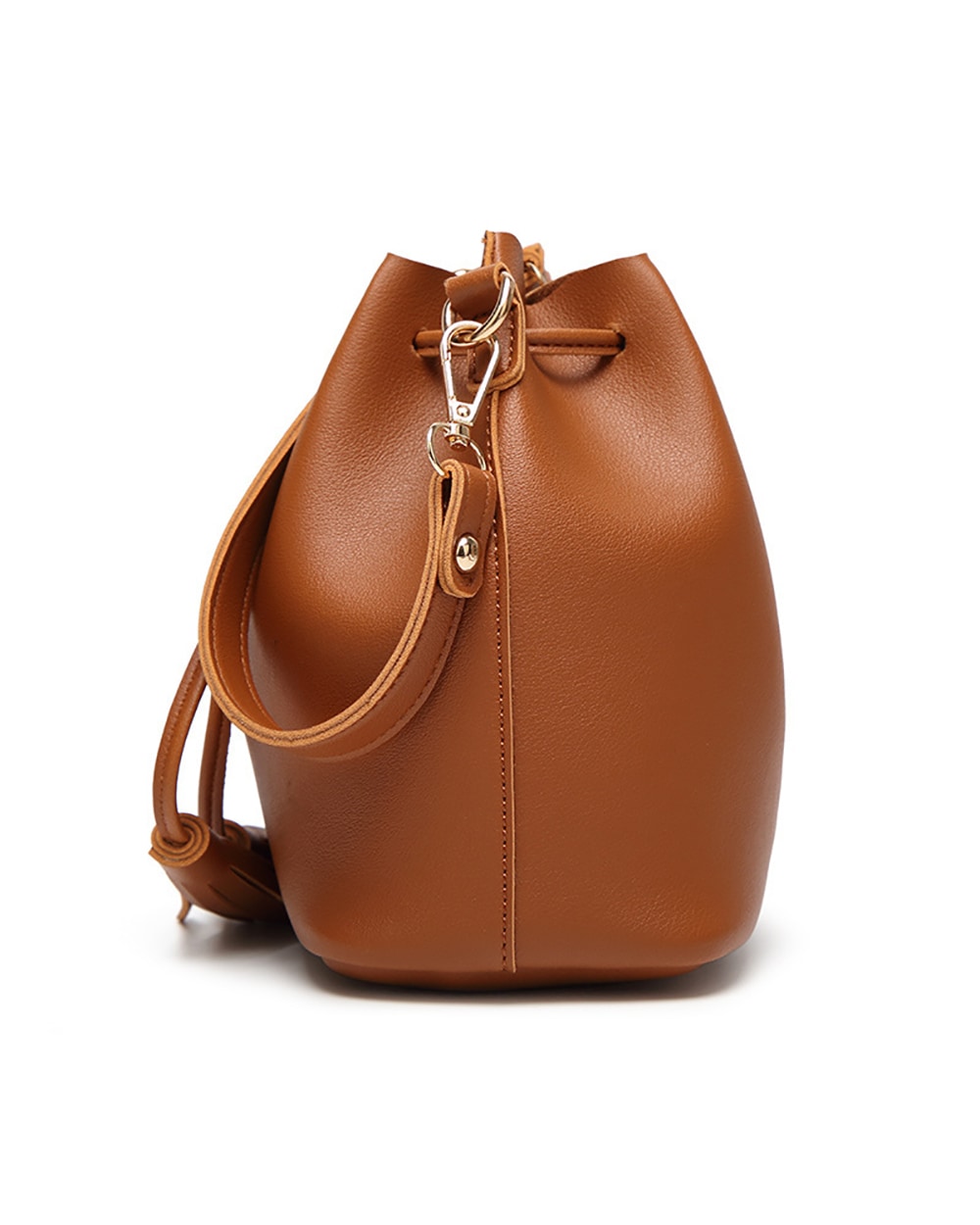 brown draw string bucket bag - 2