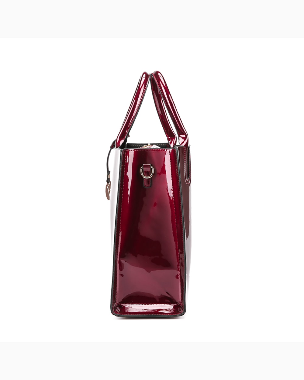 red glossy leather 3 piece women handbag - 3