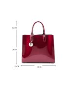 red glossy leather 3 piece women handbag - 5