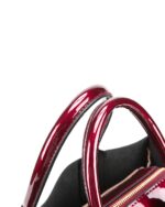 red glossy leather 3 piece women handbag - 6