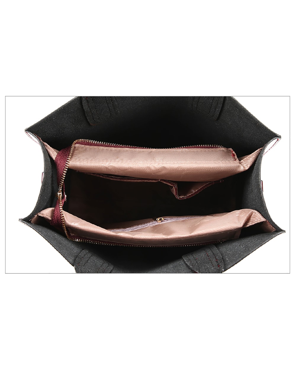 red glossy leather 3 piece women handbag - 9