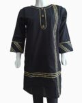 black lawn kurti golden dorri work - 1