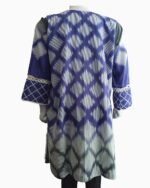 indigo lawn kurti with embroidered neckline - 2