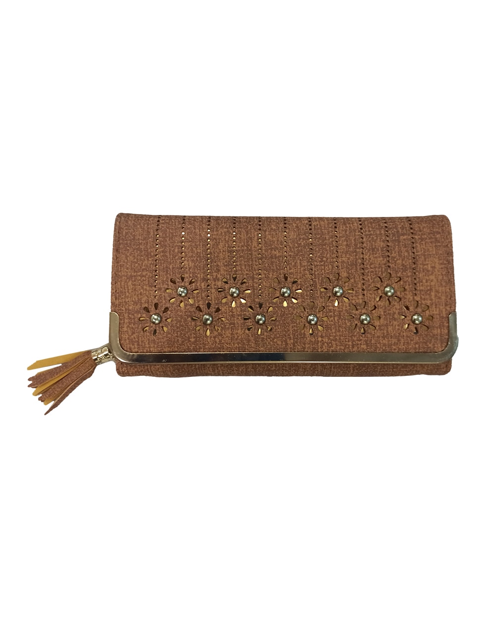 ladies fancy clutch purse brown - 2