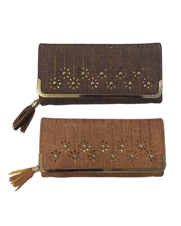 ladies fancy clutch purse brown - 3