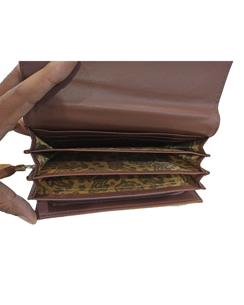 ladies fancy clutch purse brown - 5