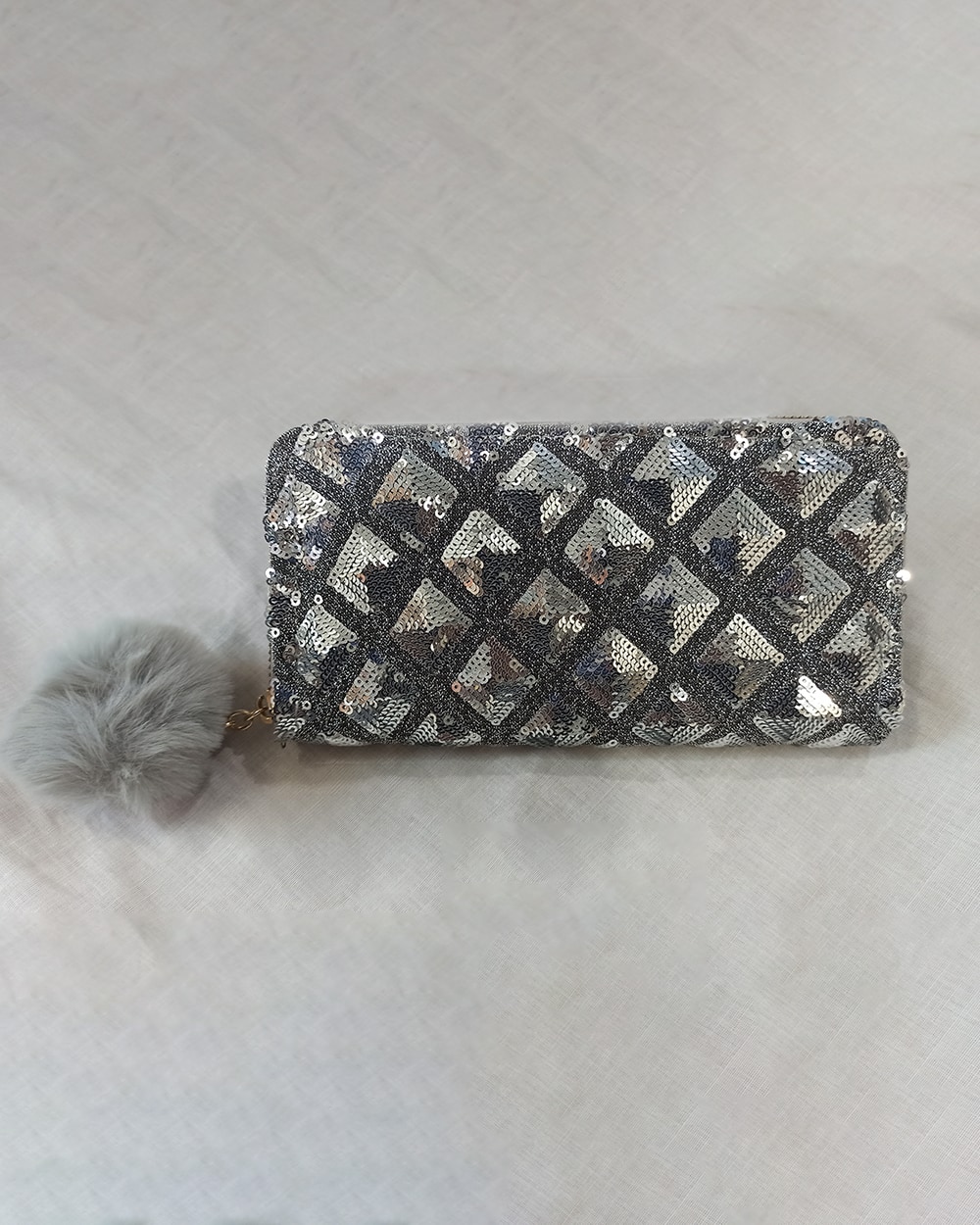 sparkling silver ladies clutch purse - 2