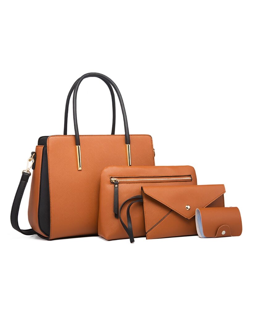 4 piece luxury brown bag set