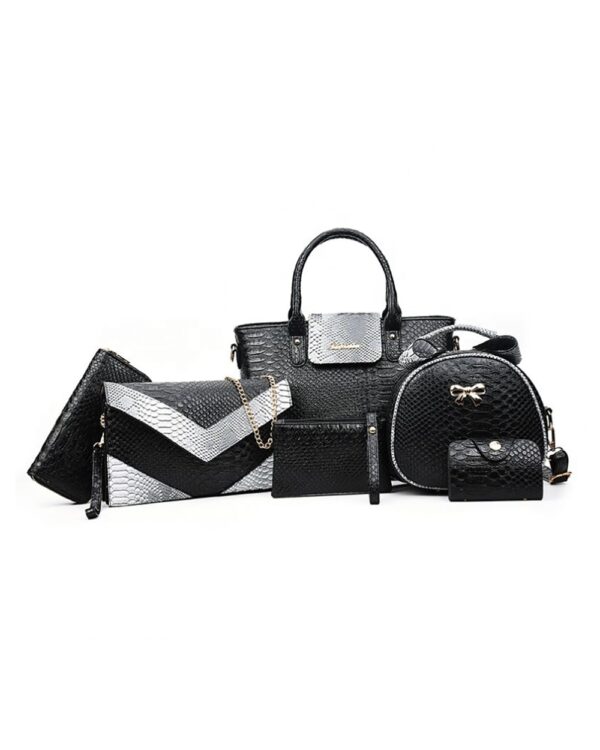 luxury 6 piece black handbag set