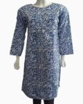blue texture cotton kurti - 1