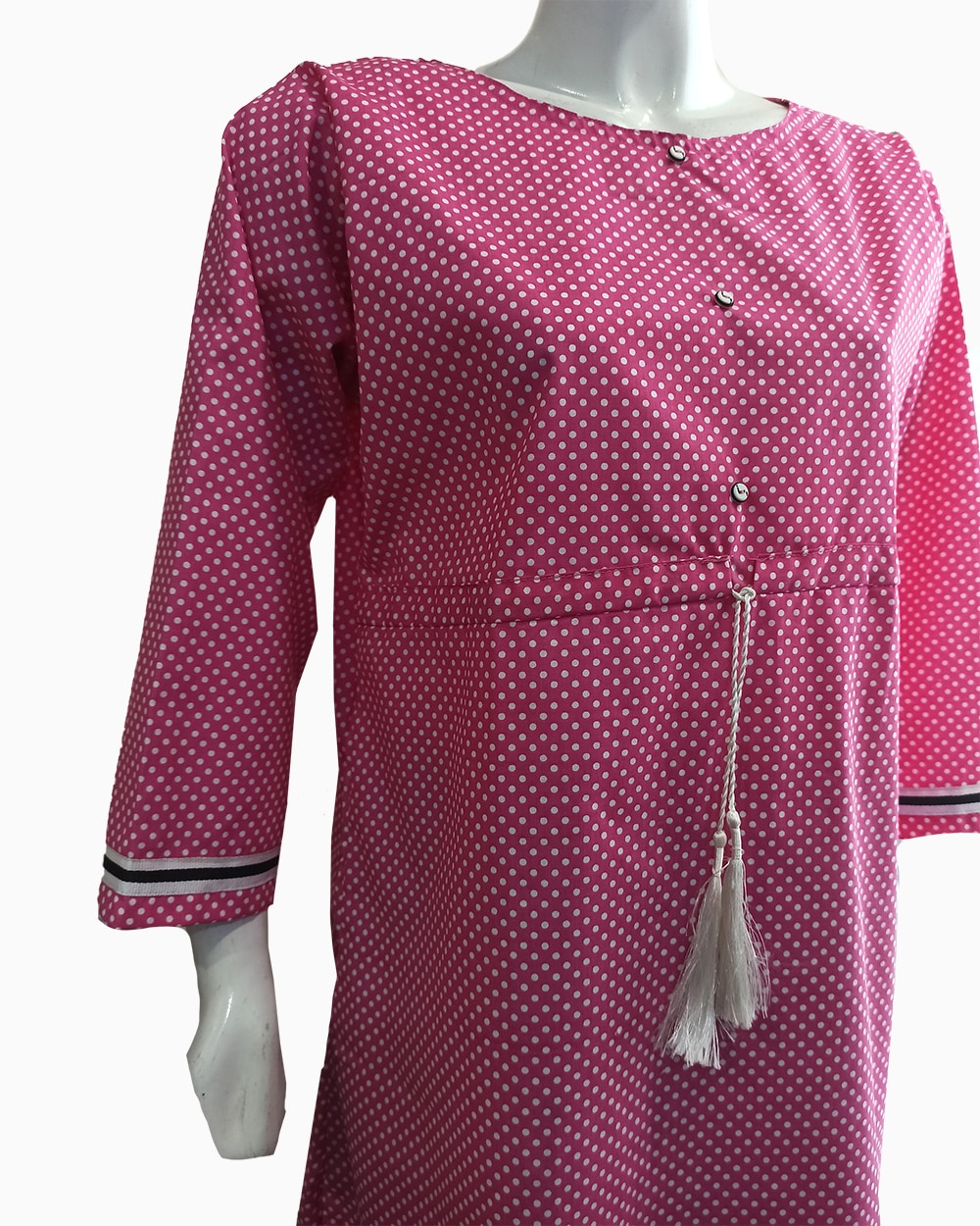 designer pink polkadot shirt - 4