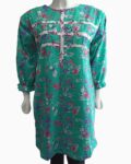 green flower deisgn cotton kurti - 1