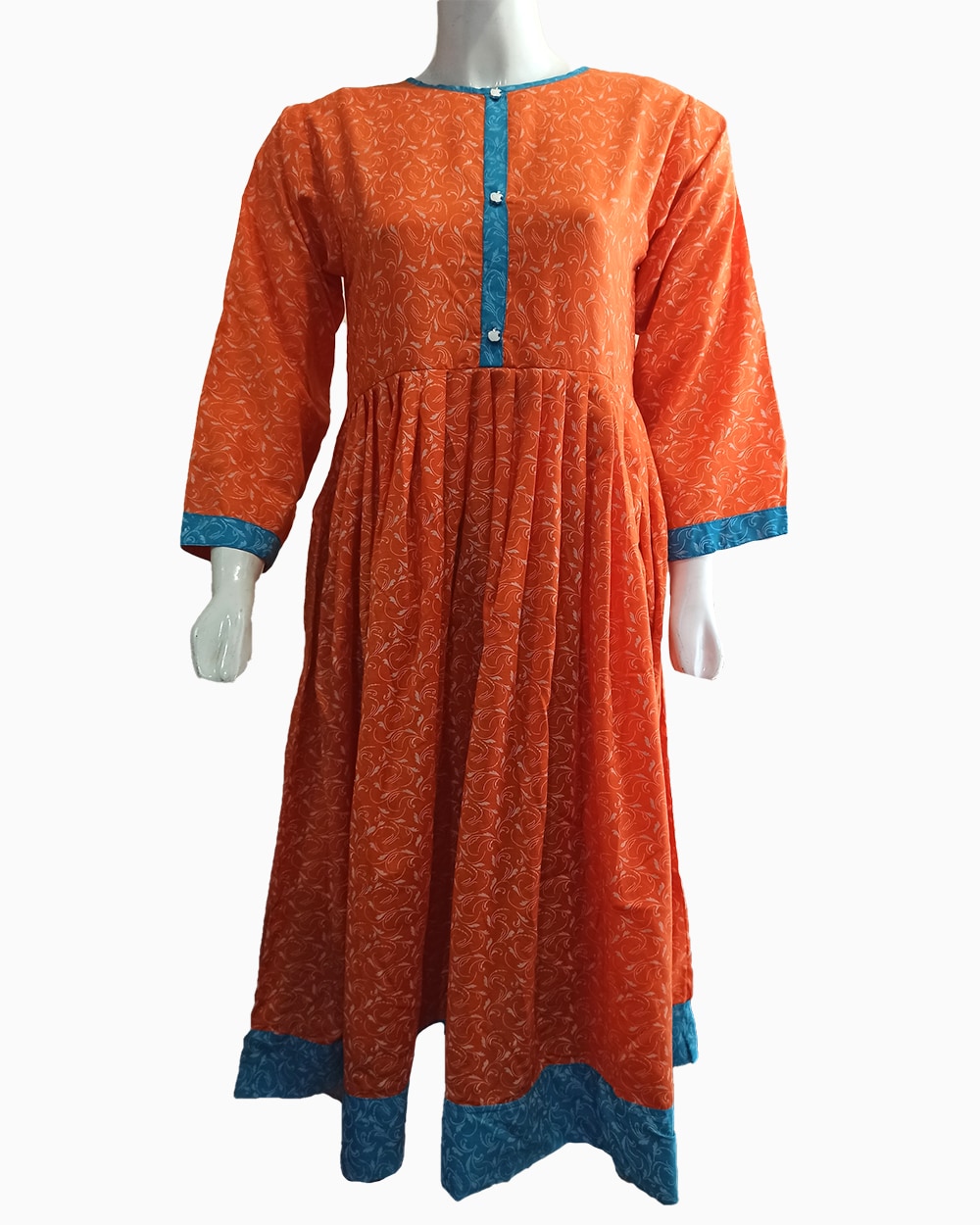 orange designer cotton kurti pakistan - 1