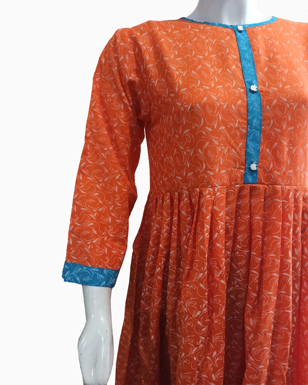 orange designer cotton kurti pakistan - 3