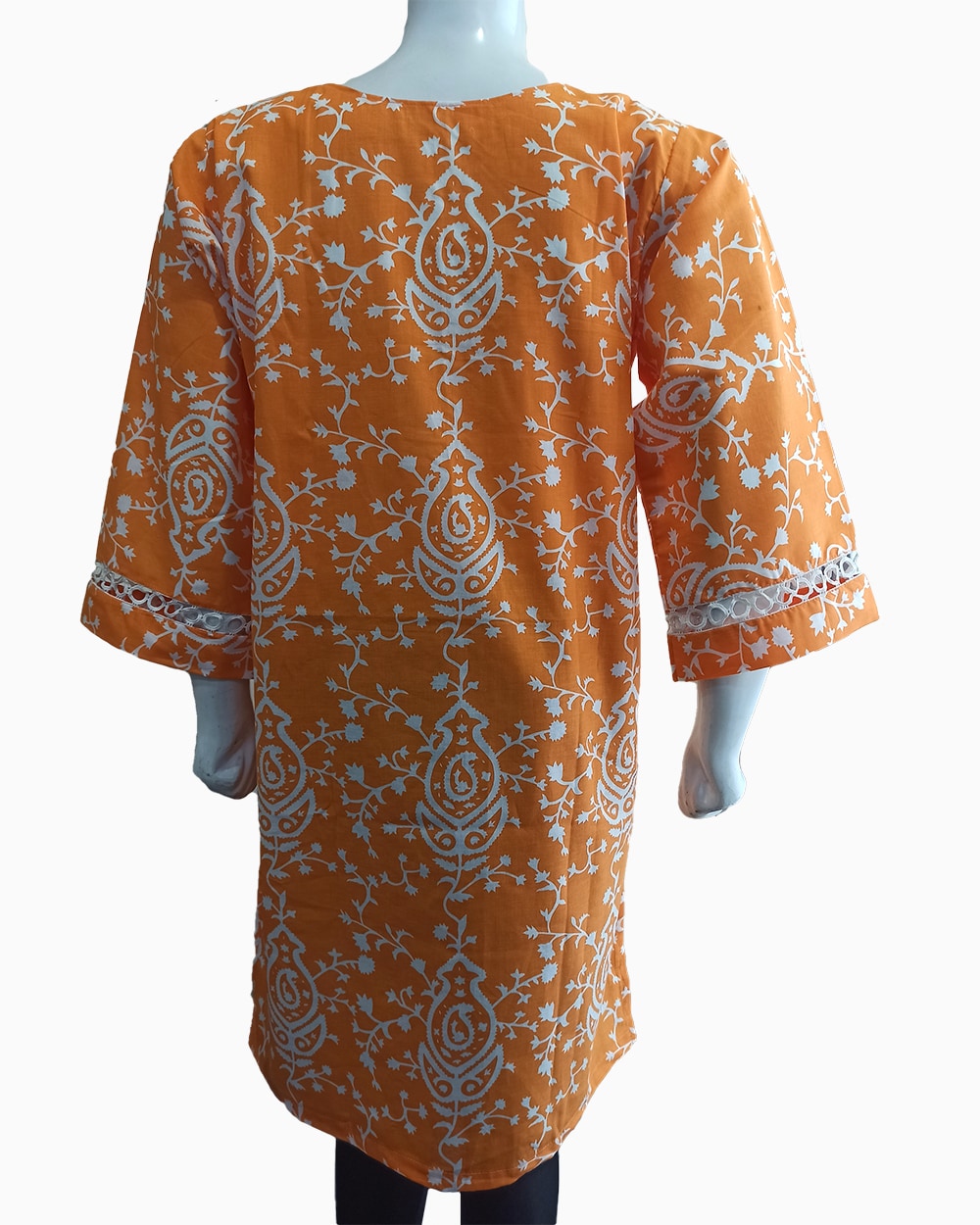 orange petal design cotton kurti - 2