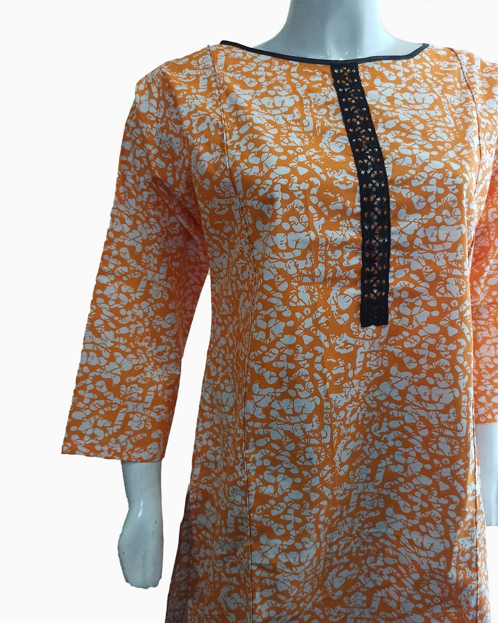 orange print cotton kurti - 1