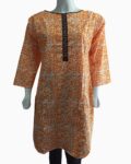 orange print cotton kurti - 3